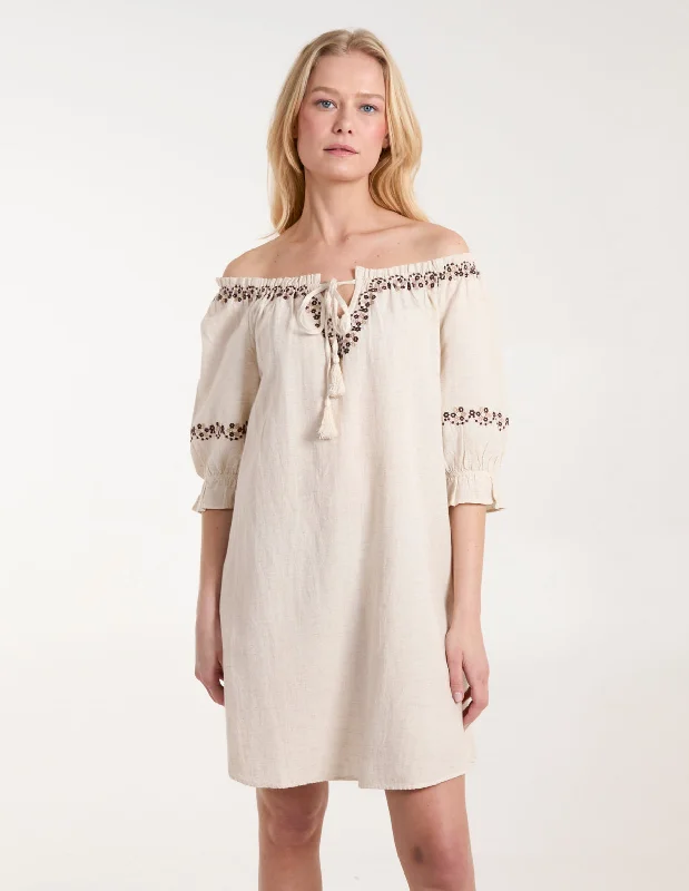 Sleeve Embroidered Tunic Dress