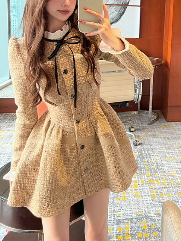 Zjkrl - Autumn Elegant Y2k Mini Dress Women Casual Vintage Short Party Dress Female Long Sleeve One Piece Dress Korean Fashion