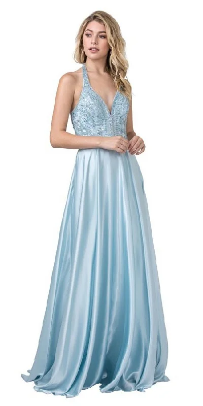 Aspeed L2405 Halter Embellished Long Prom Dress