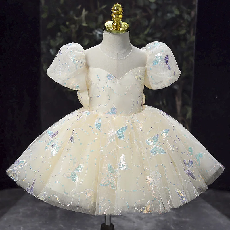 Baby Girl Pageant Princess Dresses Flowers Girl Butterfly Sequins Birthday Party Dresses