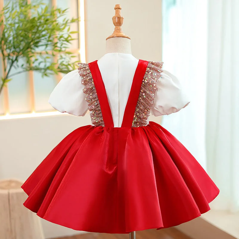 Girl Christmas Dress Baby Girl Birthday Formal Dresses Girl Bow Sequins Pageant Princess Dresses